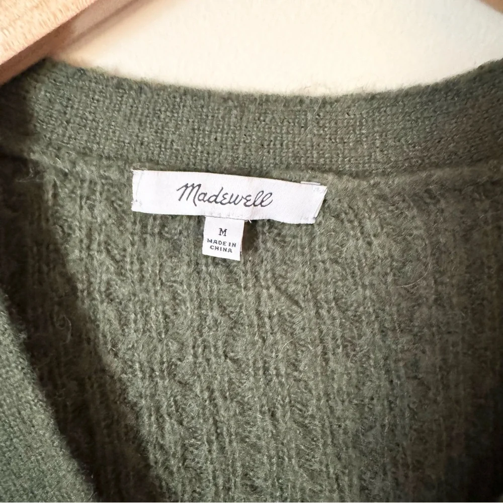 Madewell Mayfair Sweater Cardigan in Hthr Pine - Picture 7 of 12